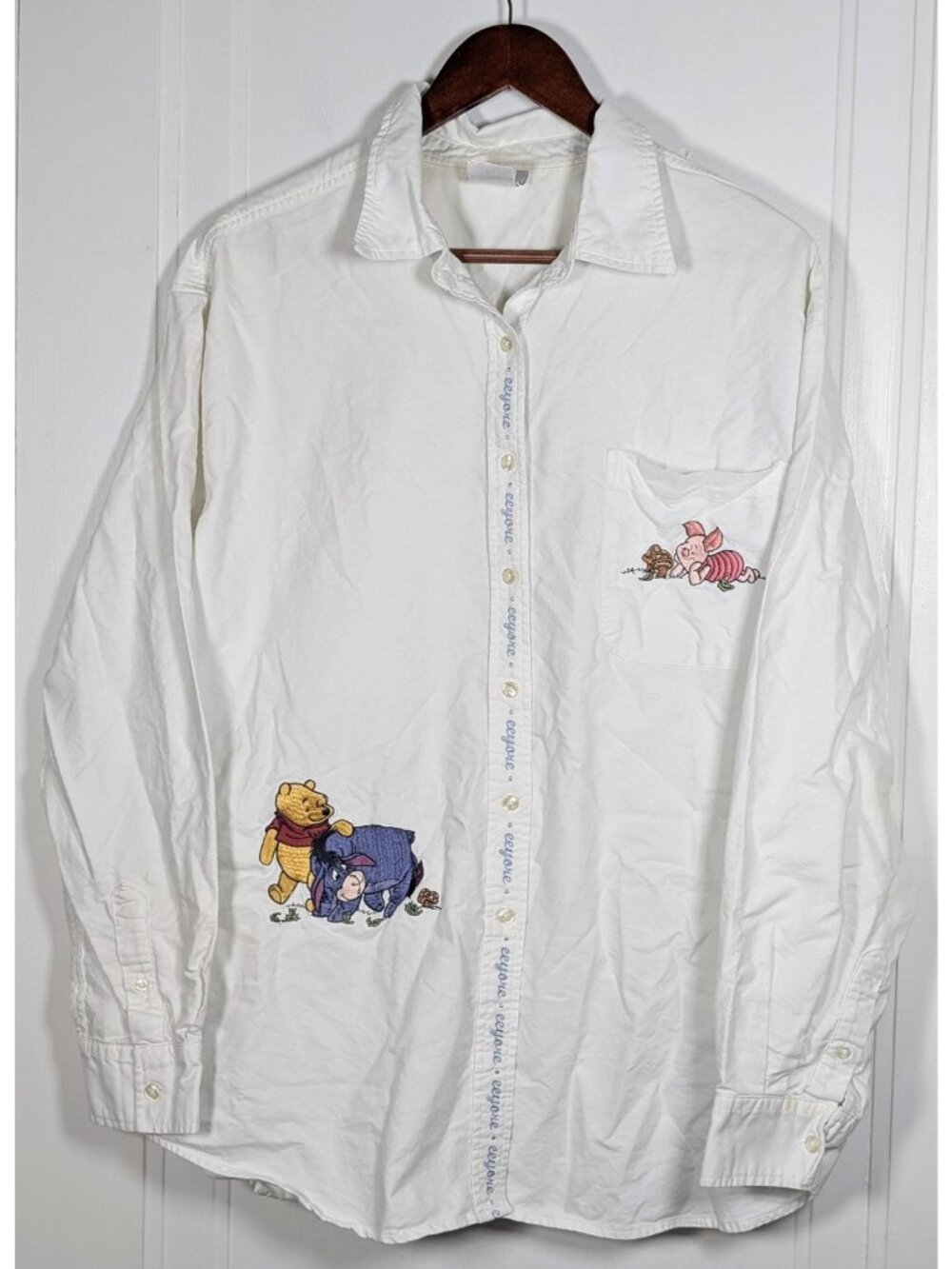 Vintage Disney Store Eeyore Embroidered Button-Up Shirt Size XL Winnie The Pooh